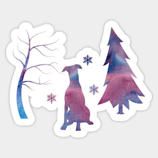 Doberman Winter Forest Snowflakes Sticker